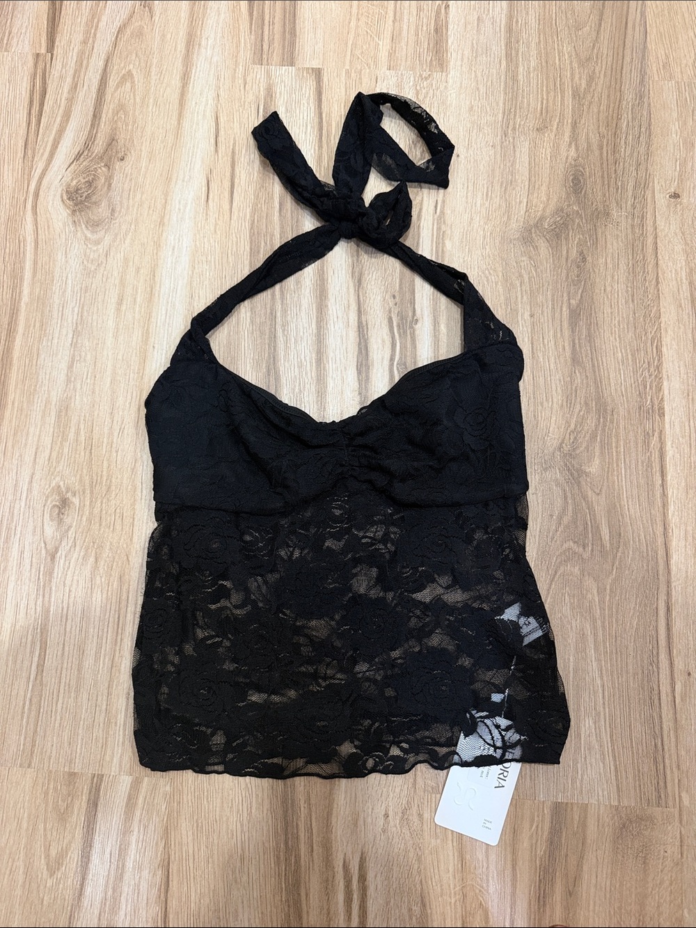 Women's Black Lace Halter Cami
